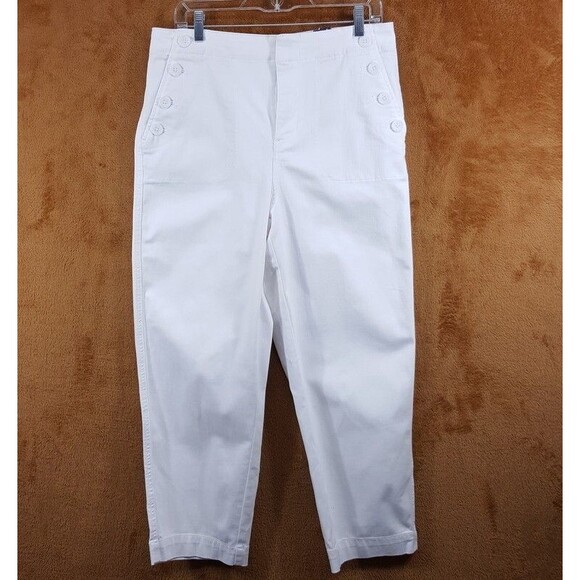 TALBOTS Jeans Womens Size 12 White Tapered Leg High Waisted Sailor Jean - Picture 1 of 9